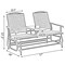 Two Person Outdoor Double Swing Glider Chair Set with Center Tempered Glass Table, Loveseat Lawn Rocker Bench